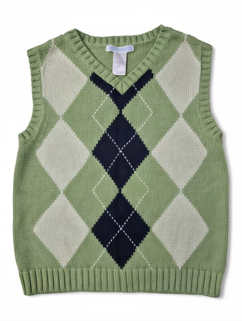 Janie and Jack Boys Green Argyle Knit Sweater Vest Size 5T